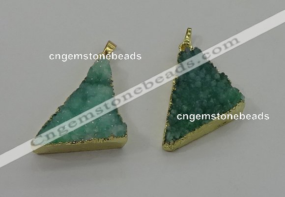 NGP4105 22*35mm - 24*40mm triangle druzy quartz pendants wholesale