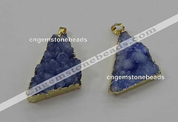 NGP4106 22*35mm - 24*40mm triangle druzy quartz pendants wholesale