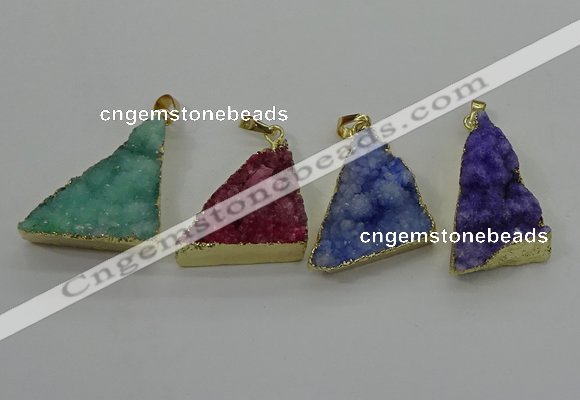 NGP4108 22*35mm - 24*40mm triangle druzy quartz pendants wholesale