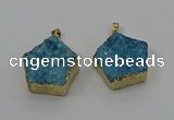 NGP4115 28*28mm - 30*30mm pentagon druzy quartz pendants wholesale