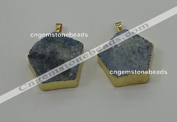 NGP4117 28*28mm - 30*30mm pentagon druzy quartz pendants wholesale