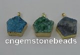 NGP4119 28*28mm - 30*30mm pentagon druzy quartz pendants wholesale