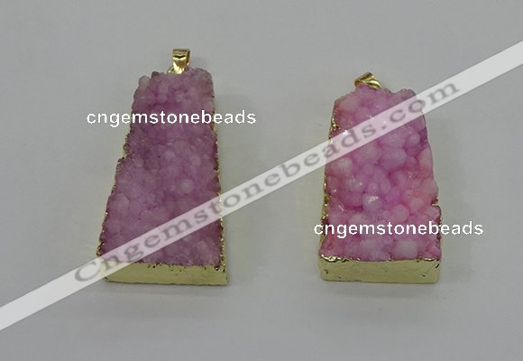 NGP4124 22*35mm - 24*40mm trapezoid druzy quartz pendants wholesale