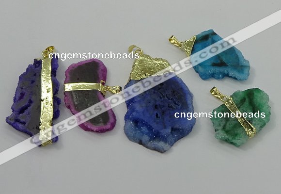 NGP4138 25*35mm - 40*50mm freeform druzy quartz pendants wholesale