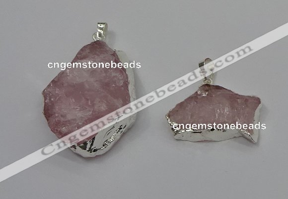 NGP4140 20*30mm - 35*45mm freeform rose quartz pendants wholesale