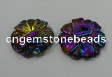 NGP4150 40*45mm - 50*55mm flower plated druzy agate pendants