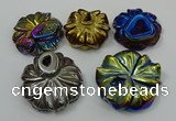 NGP4151 40*45mm - 50*55mm flower plated druzy agate pendants