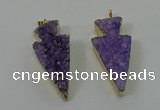 NGP4155 20*45mm - 22*48mm arrowhead druzy quartz pendants