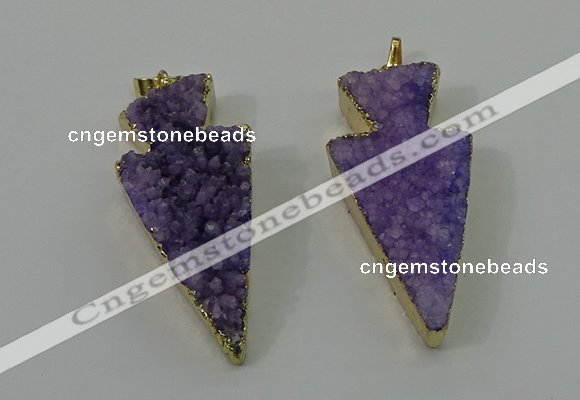 NGP4155 20*45mm - 22*48mm arrowhead druzy quartz pendants