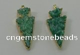 NGP4158 20*45mm - 22*48mm arrowhead druzy quartz pendants