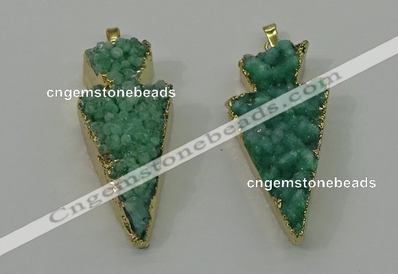 NGP4158 20*45mm - 22*48mm arrowhead druzy quartz pendants