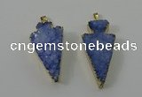 NGP4159 20*45mm - 22*48mm arrowhead druzy quartz pendants