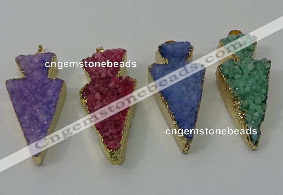 NGP4160 20*45mm - 22*48mm arrowhead druzy quartz pendants