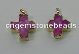 NGP4165 30*32mm cross druzy quartz pendants wholesale