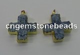 NGP4168 30*32mm cross druzy quartz pendants wholesale