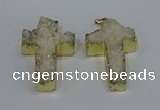 NGP4172 30*48mm - 32*50mm cross druzy quartz pendants wholesale