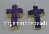 NGP4174 30*48mm - 32*50mm cross druzy quartz pendants wholesale