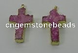 NGP4175 30*48mm - 32*50mm cross druzy quartz pendants wholesale