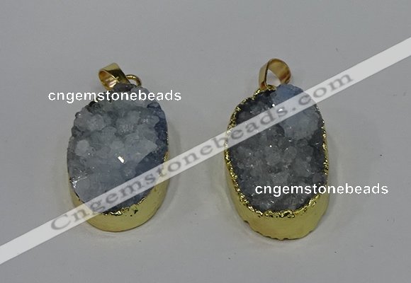 NGP4189 18*25mm - 18*28mm oval druzy quartz pendants wholesale