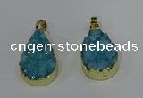 NGP4196 18*25mm - 18*28mm flat teardrop druzy quartz pendants