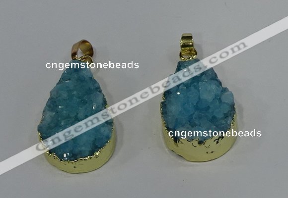 NGP4196 18*25mm - 18*28mm flat teardrop druzy quartz pendants