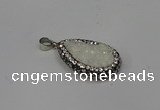 NGP4266 14*23mm flat teardrop plated quartz pendants wholesale