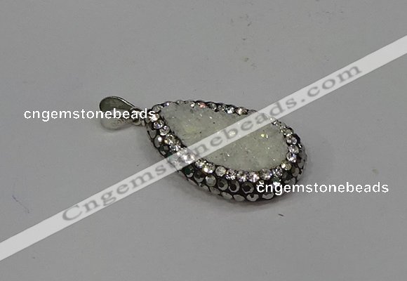 NGP4266 14*23mm flat teardrop plated quartz pendants wholesale