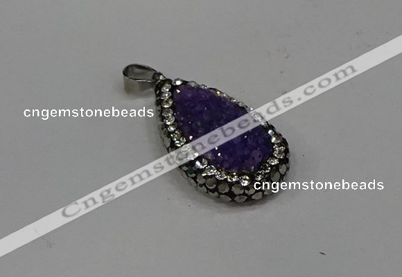 NGP4268 14*23mm flat teardrop plated quartz pendants wholesale