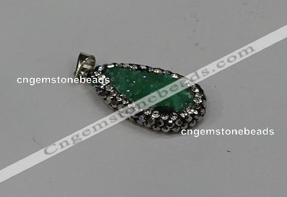 NGP4271 14*23mm flat teardrop plated quartz pendants wholesale