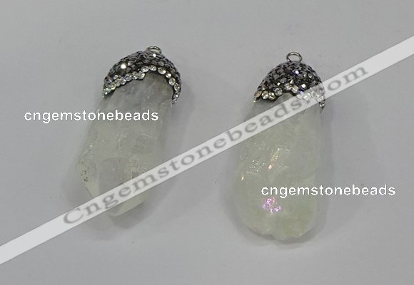 NGP4285 10*30mm - 15*45mmmm nuggets plated quartz pendants