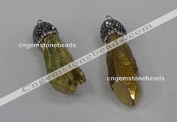 NGP4295 10*30mm - 15*45mmmm nuggets plated quartz pendants