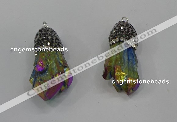 NGP4298 10*30mm - 15*45mmmm nuggets plated quartz pendants