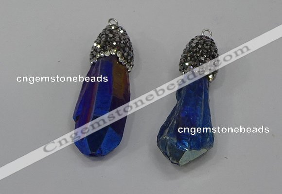 NGP4299 10*30mm - 15*45mmmm nuggets plated quartz pendants