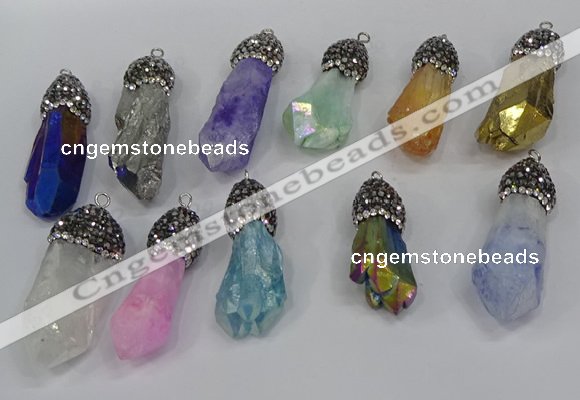 NGP4302 10*30mm - 15*45mmmm nuggets plated quartz pendants