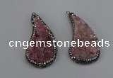 NGP4307 20*40mm - 25*50mm wing-shaped druzy quartz pendants