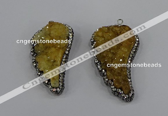 NGP4314 20*40mm - 25*50mm wing-shaped druzy quartz pendants