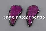 NGP4316 20*40mm - 25*50mm wing-shaped druzy quartz pendants