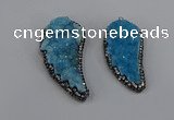 NGP4317 20*40mm - 25*50mm wing-shaped druzy quartz pendants