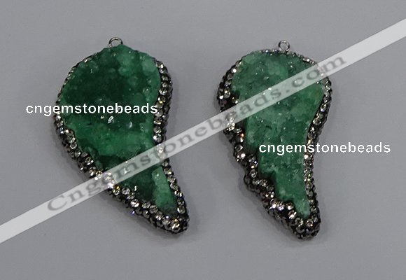 NGP4318 20*40mm - 25*50mm wing-shaped druzy quartz pendants