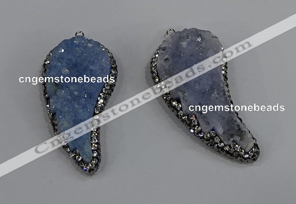 NGP4319 20*40mm - 25*50mm wing-shaped druzy quartz pendants