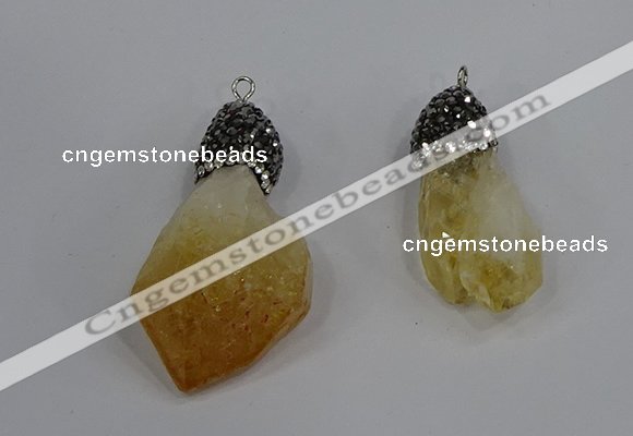 NGP4326 18*35mm - 20*40mm nuggets druzy citrine pendants