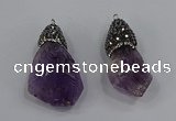 NGP4327 18*35mm - 20*40mm nuggets druzy amethyst pendants