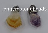 NGP4328 18*35mm - 20*40mm nuggets druzy amethyst & citrine pendants