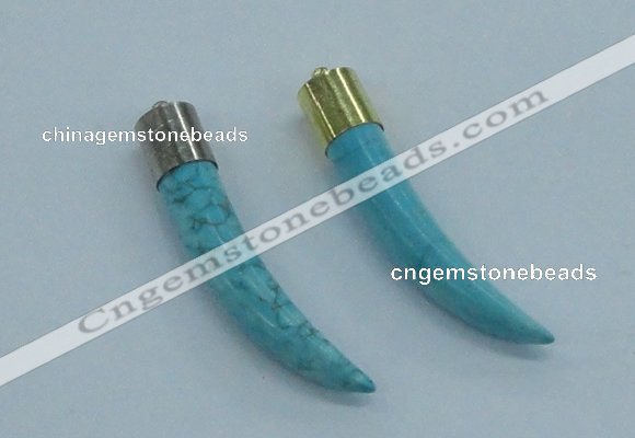 NGP4507 9*50mm - 9*55mm horn blue turquoise pendants wholesale