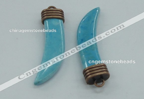 NGP4517 12*50mm - 12*55mm horn blue turquoise pendants wholesale