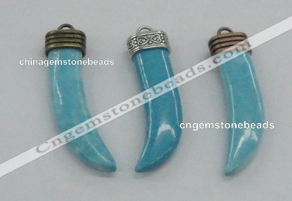 NGP4518 12*50mm - 12*55mm horn blue turquoise pendants wholesale