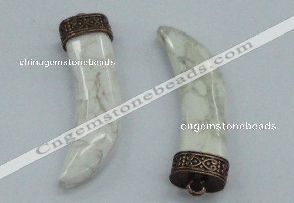 NGP4522 15*55mm - 15*60mm horn white turquoise pendants wholesale