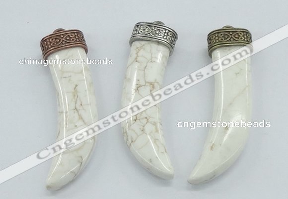 NGP4523 15*55mm - 15*60mm horn white turquoise pendants wholesale