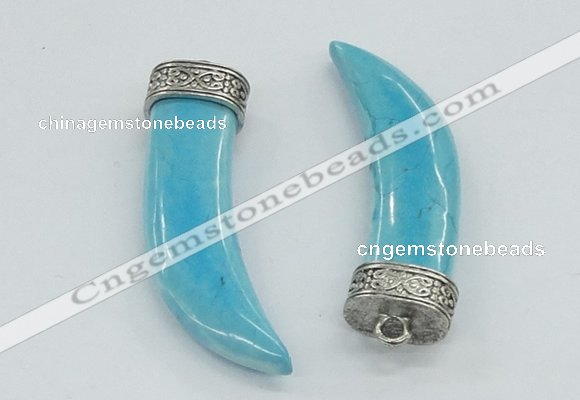 NGP4525 15*55mm - 15*60mm horn blue turquoise pendants wholesale