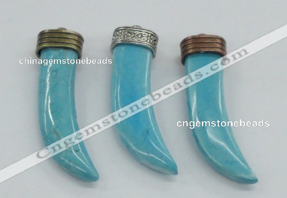 NGP4528 15*55mm - 15*60mm horn blue turquoise pendants wholesale